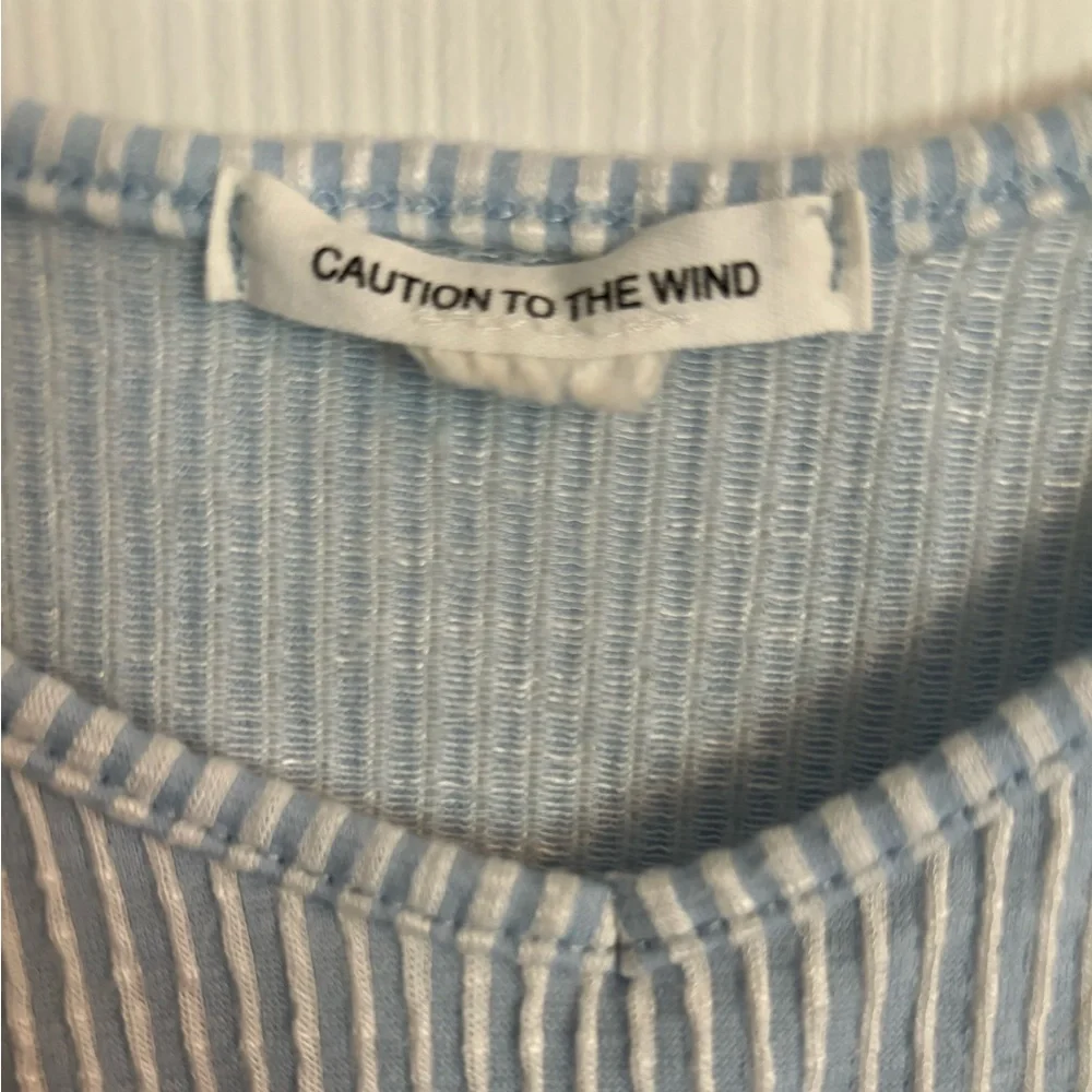Caution To The Wind Blue Ribbed Sleeveless Crop Tank Top - Picture 2 of 3